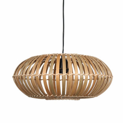 First Choice Lighting Loren Natural Bamboo Easy Fit Fabric Pendant Shade