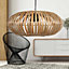 First Choice Lighting Loren Natural Bamboo Easy Fit Fabric Pendant Shade