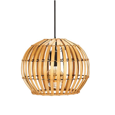 First Choice Lighting Lorisa Natural Bamboo Easy Fit Fabric Pendant Shade