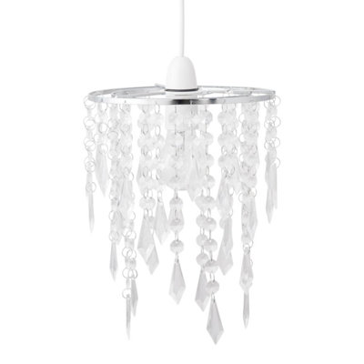 First Choice Lighting Louis Chrome Clear Easy Fit Jewelled Pendant Shade