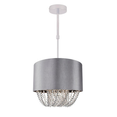 First Choice Lighting Lydia Chrome Pearl Grey 30 cm Adjustable Flush Ceiling Light