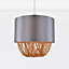First Choice Lighting Lydia Copper Mid Grey Easy Fit Jewelled Pendant Shade