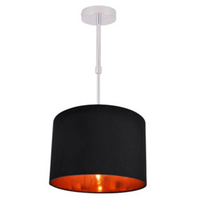 First Choice Lighting Madde Chrome Copper Black 30 cm Adjustable Flush Ceiling Light