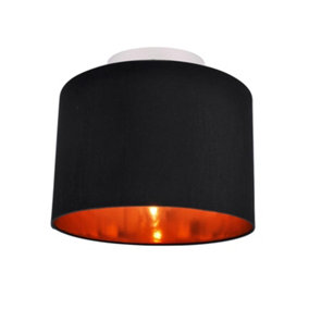 First Choice Lighting Madde Chrome Copper Black 30 cm Flush Ceiling Light