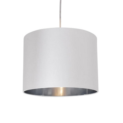 First Choice Lighting Madde Chrome White 30 cm Easy Fit Fabric Pendant Shade