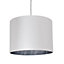 First Choice Lighting Madde Chrome White 30 cm Easy Fit Fabric Pendant Shade