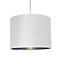 First Choice Lighting Madde Chrome White 30 cm Easy Fit Fabric Pendant Shade