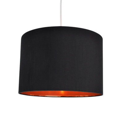 First Choice Lighting Madde Copper Black 30 cm Easy Fit Fabric Pendant Shade