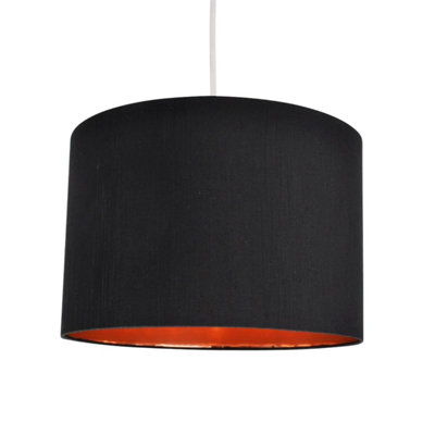First Choice Lighting Madde Copper Black 30 cm Easy Fit Fabric Pendant Shade