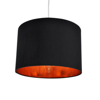 First Choice Lighting Madde Copper Black 30 cm Easy Fit Fabric Pendant Shade