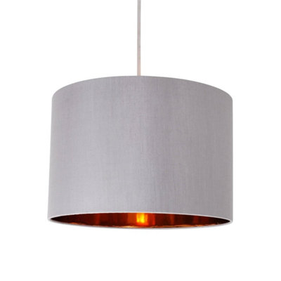 First Choice Lighting Madde - Copper Grey 30 cm Easy Fit Fabric Pendant Shade