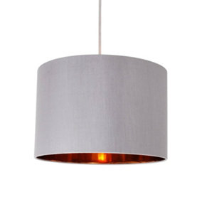 First Choice Lighting Madde - Copper Grey 30 cm Easy Fit Fabric Pendant Shade