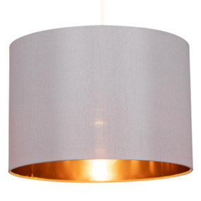 First Choice Lighting Madde - Copper Grey 30cm Easy Fit Fabric Pendant Shade
