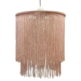 First Choice Lighting Mane Pink String Easy Fit Fabric Pendant Shade