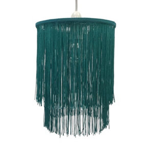 First Choice Lighting Mane Teal String Easy Fit Fabric Pendant Shade