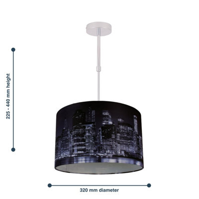 First Choice Lighting Manhattan Chrome Blue Manhattan Skyline Print 32 ...