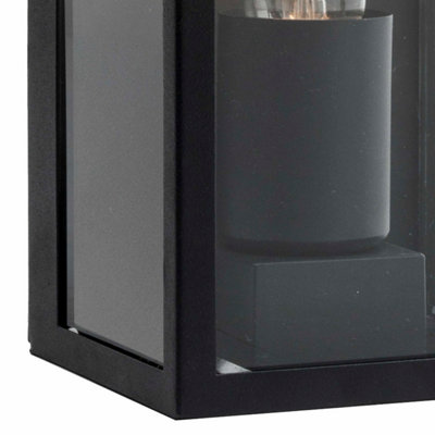 First Choice Lighting Mansfield Black with Clear Glass IP44 Outdoor Flush Wall Light