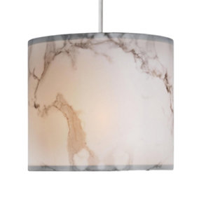 First Choice Lighting Marble Marble Print Easy Fit Fabric Pendant Shade