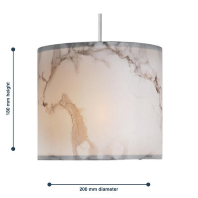 First Choice Lighting Marble Marble Print Easy Fit Fabric Pendant Shade