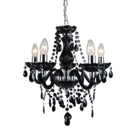 First Choice Lighting Marie Therese Black Chrome 5 Light Chandelier