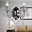 First Choice Lighting Marie Therese Clear Chrome 2 Light Wall Light