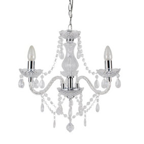 First Choice Lighting Marie Therese Clear Chrome 3 Light Chandelier