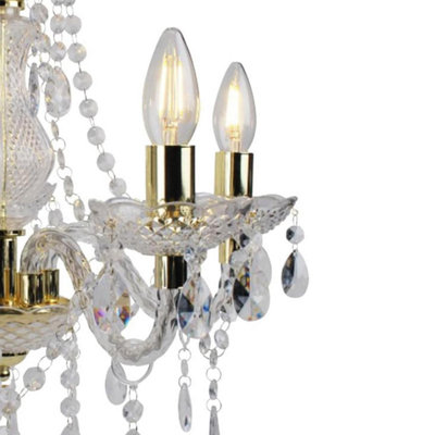First Choice Lighting Marie Therese Clear Gold 5 Light Chandelier