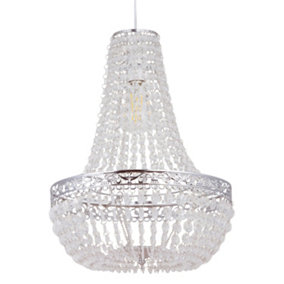 First Choice Lighting Marino Chrome Clear Easy Fit Jewelled Pendant Shade