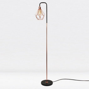 First Choice Lighting Matt Black & Copper Geometric Floor Lamp