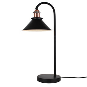 First Choice Lighting Matt Black With Brushed Copper Table Lamp