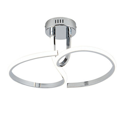 First Choice Lighting Matt Chrome LED Swirl Ceiling Light