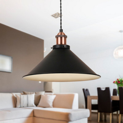 First Choice Lighting Maxwell Black Brushed Copper Ceiling Pendant Light