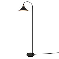First Choice Lighting Maxwell Black Brushed Copper Floor Reading Lamp