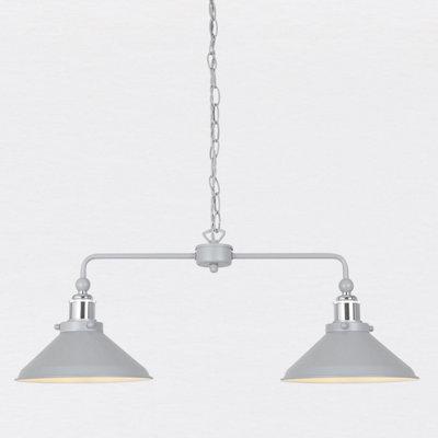 First Choice Lighting Maxwell Flint Grey Chrome 2 Light Bar Ceiling ...