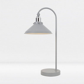 First Choice Lighting Maxwell Flint Grey Chrome Task Table Lamp