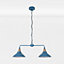 First Choice Lighting Maxwell Mirage Blue Brushed Copper 2 Light Bar Ceiling Pendant Light