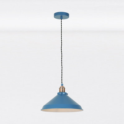 First Choice Lighting Maxwell Mirage Blue Brushed Copper Ceiling Pendant Light