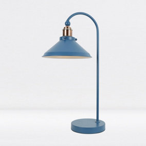 First Choice Lighting Maxwell Mirage Blue Brushed Copper Task Table Lamp