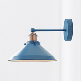 First Choice Lighting Maxwell Mirage Blue Brushed Copper Wall Light