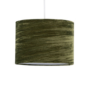 First Choice Lighting Modern Green Crushed Velvet 30cm Easy Fit Ceiling Light Shade Pendants