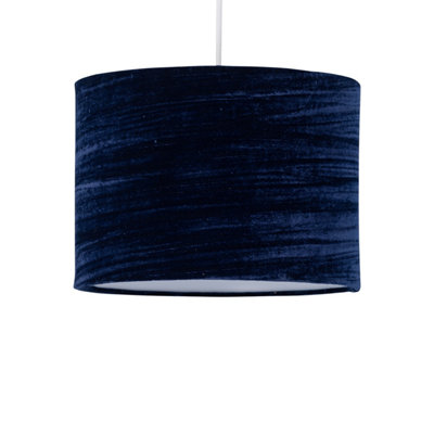 First Choice Lighting Modern Navy Blue Crushed Velvet 33cm Easy Fit Ceiling Light Shade Pendants