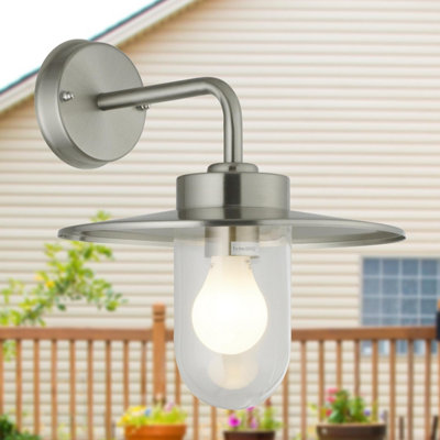 First Choice Lighting Montreal Brushed Stainless Steel Outdoor Wall Light