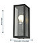 First Choice Lighting Montrose Black Clear Glass IP44 Outdoor Half Lantern Wall Light
