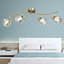 First Choice Lighting - Naomi Antique Brass with Smoked Glass 4 Light Ceiling Spotlight
