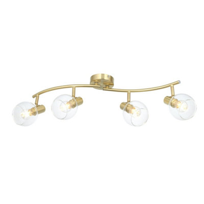 First Choice Lighting Naomi Brushed Brass with Clear Glass 4 Light ...