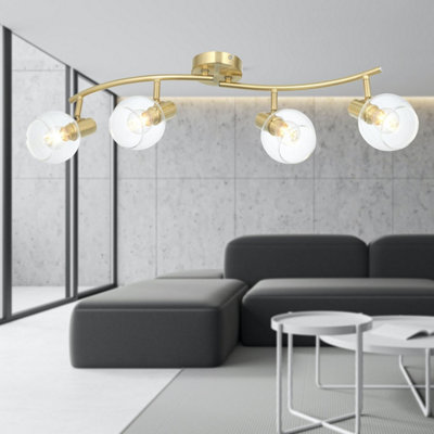 First Choice Lighting Naomi Brushed Brass with Clear Glass 4 Light ...