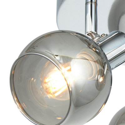 First Choice Lighting - Naomi Chrome with Smoked Glass 3 Light Ceiling Spotlight