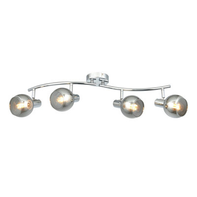 First Choice Lighting - Naomi Chrome with Smoked Glass 4 Light Ceiling Spotlight