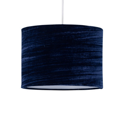 First Choice Lighting Navy Blue Crushed Velvet 25cm Pendant Lightshade