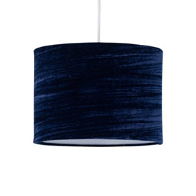 First Choice Lighting Navy Blue Crushed Velvet 30cm Pendant Lightshade